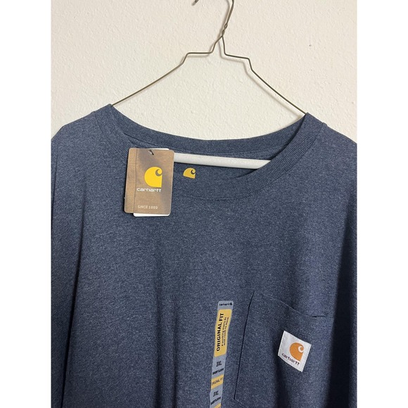 Carhartt Shirt Mens 3XL Blue Pocket Workwear Original Fit Crewneck‎ Tee New - Picture 1 of 6